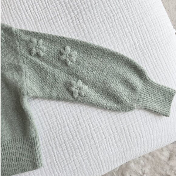 Jessica Simpson Knit Sweater Green Balloon Sleeve X Small - Picture 7 of 11